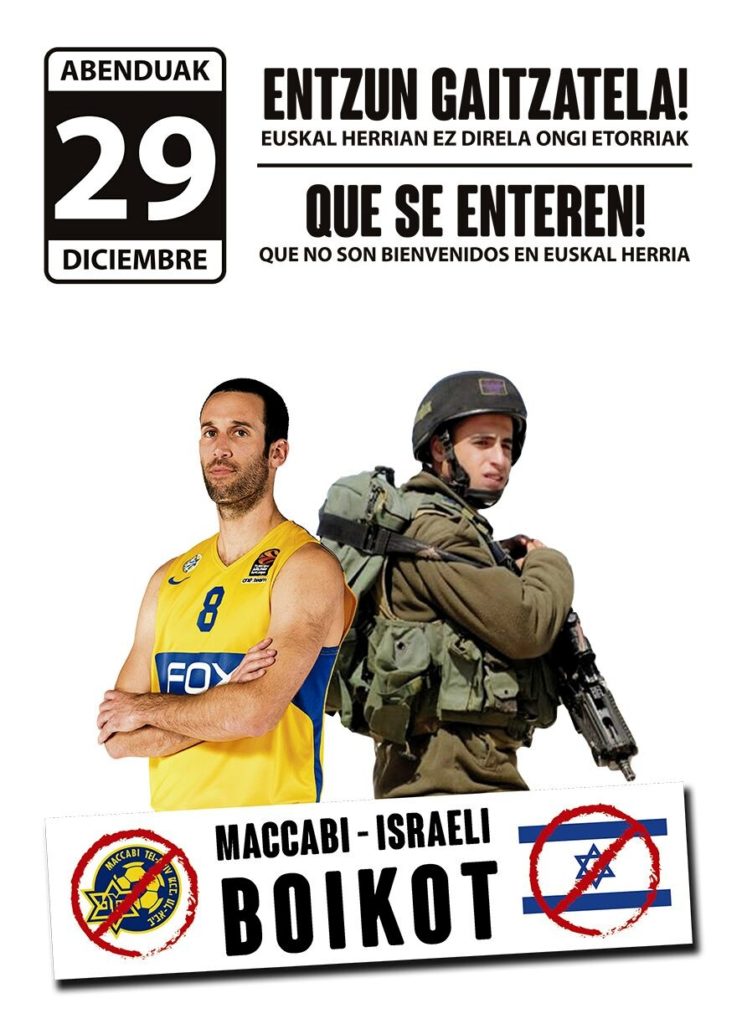 Una vez más, Gasteiz repudia la visita del Maccabi de Tel Aviv.