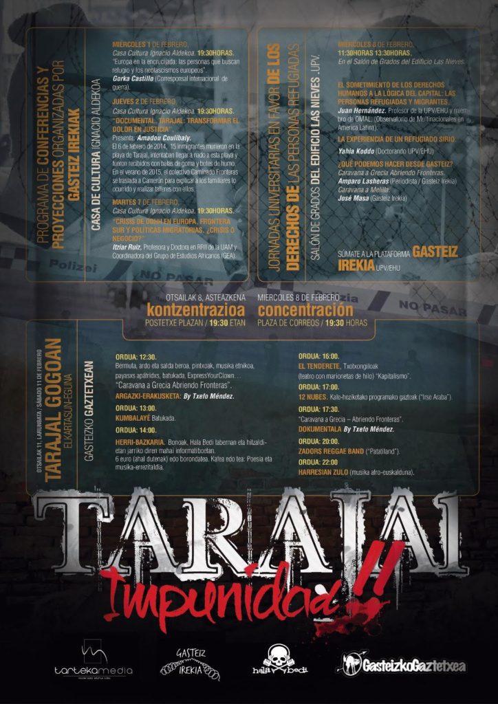 “Tarajal Gogoan”, este sábado 11 en el Gaztetxe de Gasteiz
