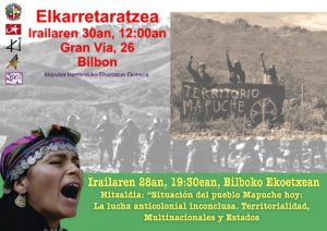 Wallmapu Euskal Herria (colectivo de apoyo al pueblo mapuche): «Desde la supuesta democracia hay más de 13 asesinados y 3 desaparecidos»