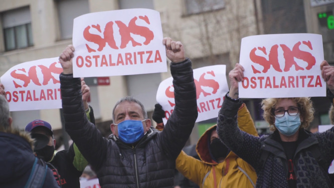 HALA BIDEO | Konponbide duina exijitu eta hurrengo larunbaterako manifestazioa deitu du ostalaritza sektoreak