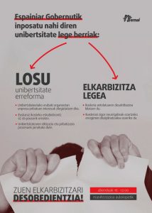 Nikole Ziarrusta (Ernai): «LOSU lege honek zilegiztatzen du unibertsitateko erabakiguneetan enpresa pribatuak egotea, eta horrela unibertsitateen merkantilizazioa bultzatzen dute»