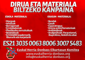 Karlos (Euskal Herria – Donbass elkartasun komitea): «Blokeo informatiboa haustea, elkartasuna adieraztea eta laguntza humanitarioa eramateko helburua du Karabana antifaxistak.»