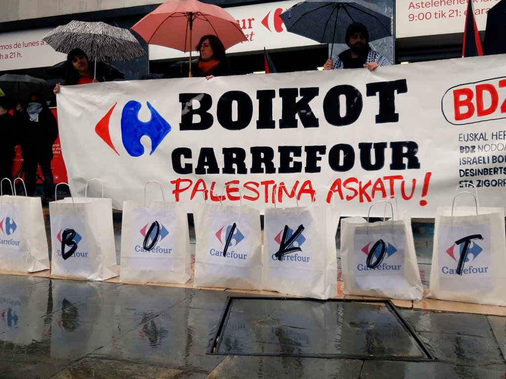 Palestinako okupazioarekin duen loturagatik Carrefour-i boikota bultzatzeko mobilizazioa egingo dute Gasteizen ere