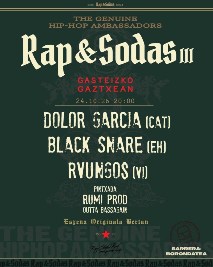 Rap&Sodas Fest III, larunbatean Gasteizen!