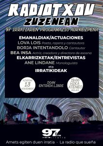 97 irratia presenta su parrilla con “Radiotxow zuzenean” el 13 de noviembre